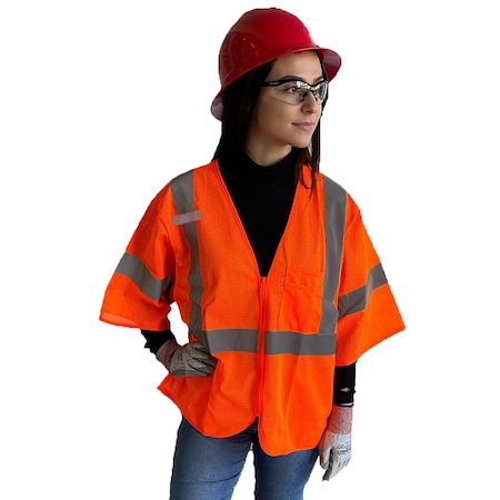 Cordova COR-BRITE Class 3 Vests, Orange Polyester Mesh Fabric, XL V3000XL